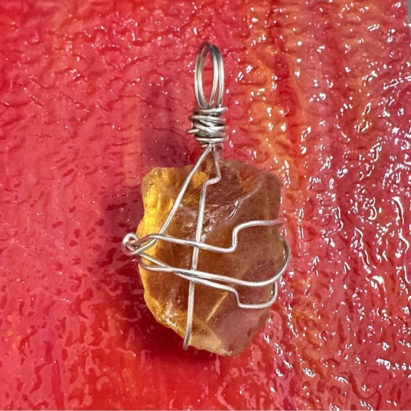 Glass Pendant, Wire Wrapped, Sea Beach Glass Handmade Art To Wear 3035 P - Picture 6 of 9